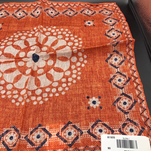 Brunello Cucinelli Other - Brunello Cucinelli Orange and Blue Linen Blend Pocket Square